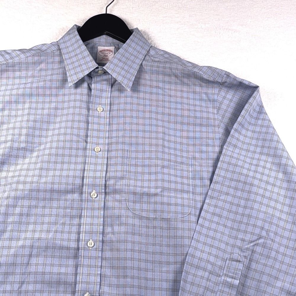 Brooks Brothers 346 Size 16.5 - 4/5 Regular Blue Plaid Long Sleeve Button Shirt